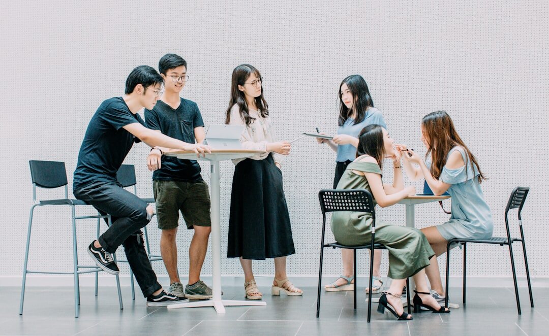 group discussion with gestures