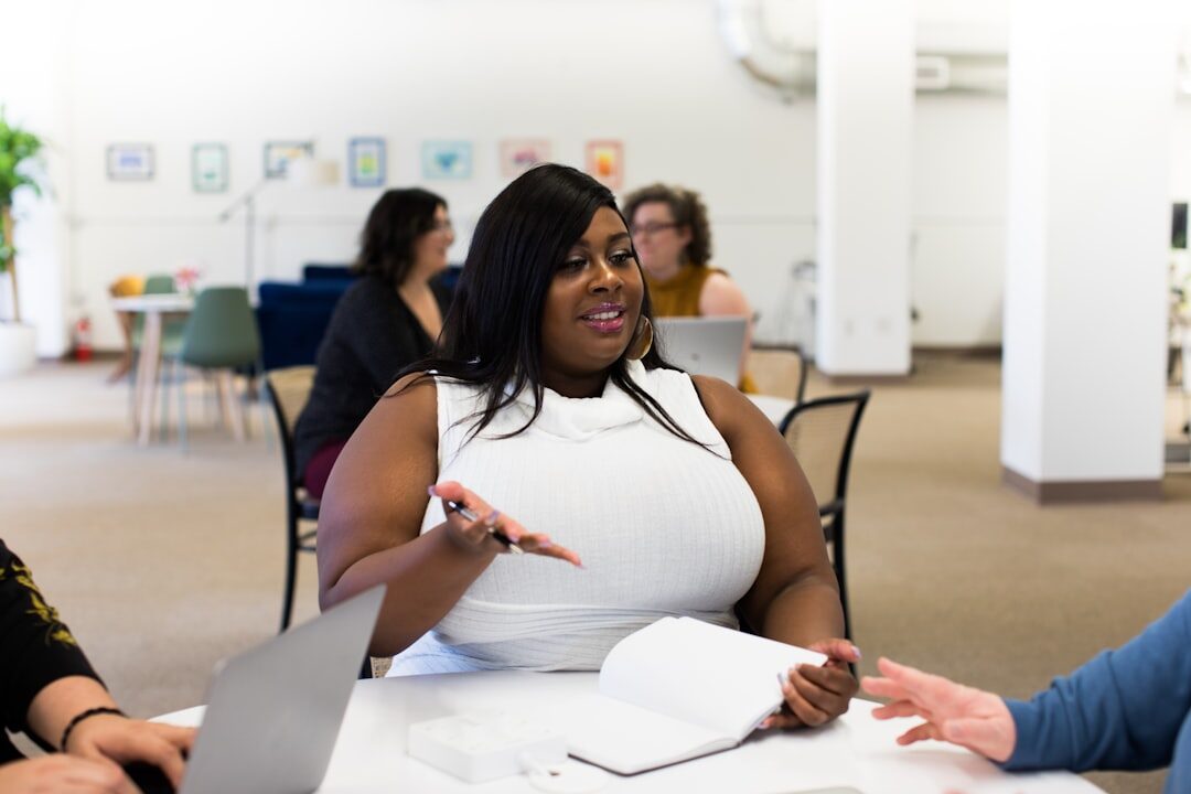 woman speaking confidently in meeting