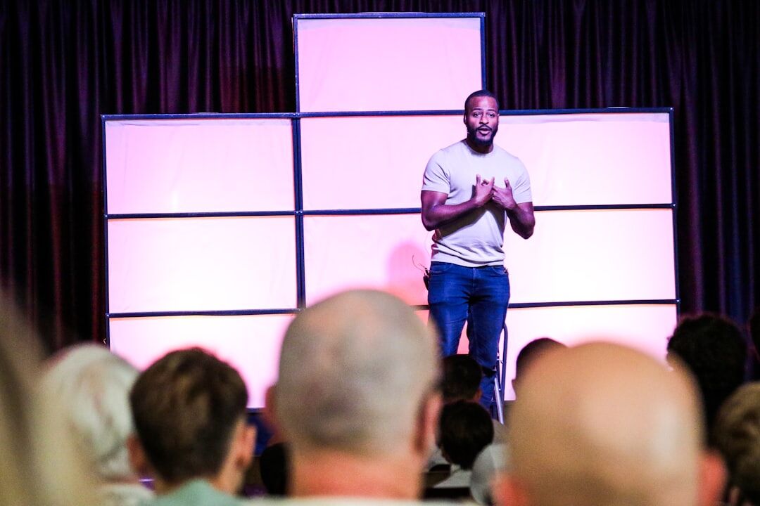 inspirational leader presenting